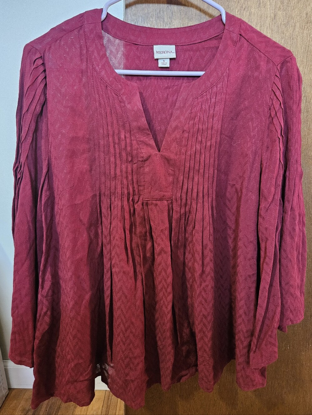 Merona Pintuck Peasant Tunic Flowy Lightwight Top Size S